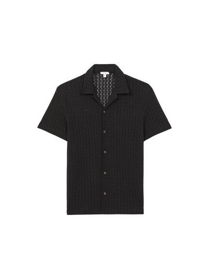 Scorpios Crochet Cuban Collar Button Through T-Shirt